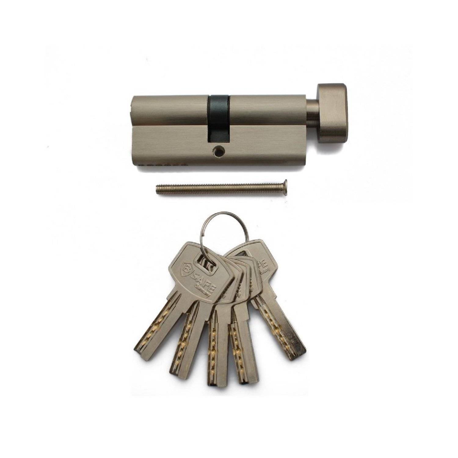 B-SAFE Sicherheits Knaufzylinder mit 5 Schlüsseln einseiter Knaufverschluss mit Bohrschutz 80mm (40/40)