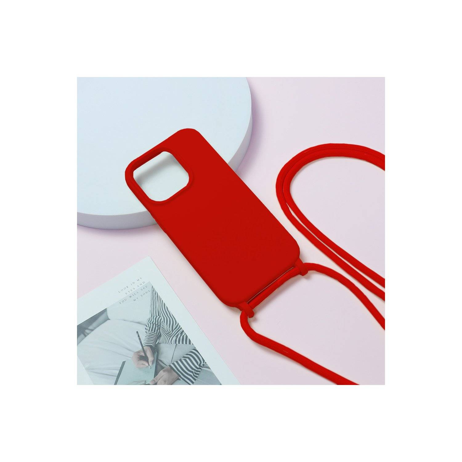Handy Hülle Umhängehülle kompatibel mit Iphone 15 Design 1 Rot
