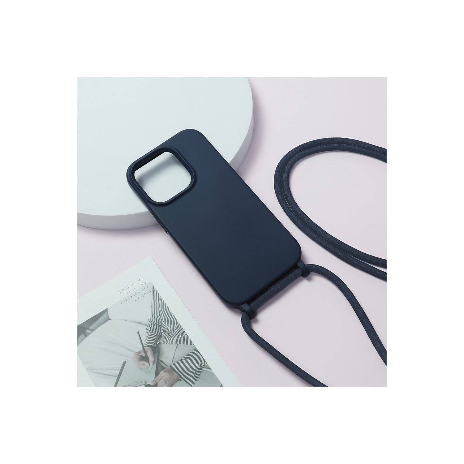 Handy Hülle Umhängehülle kompatibel mit Iphone 15 Pro Max Design 1 Dunkelblau