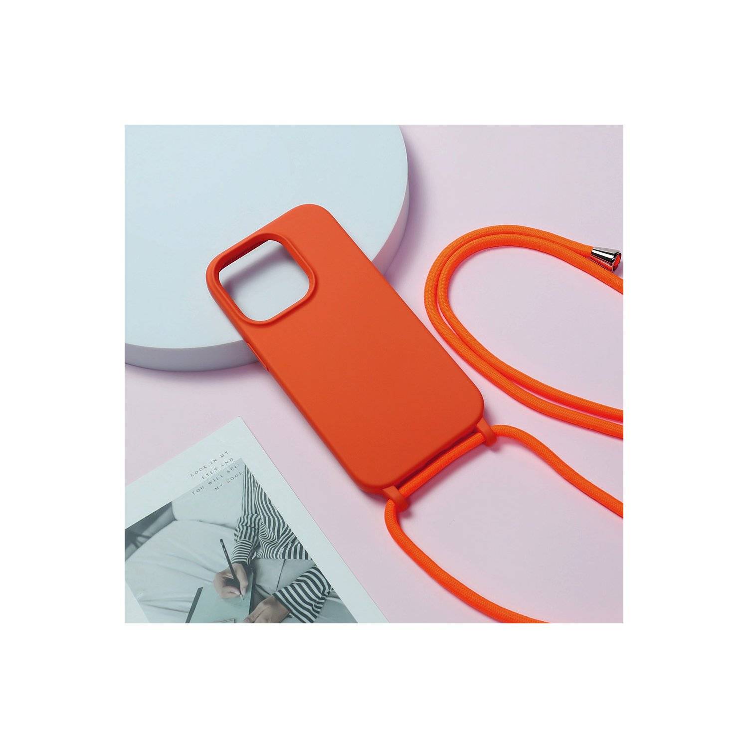 Handy Hülle Umhängehülle kompatibel mit Iphone 15 Plus Design 1 Orange