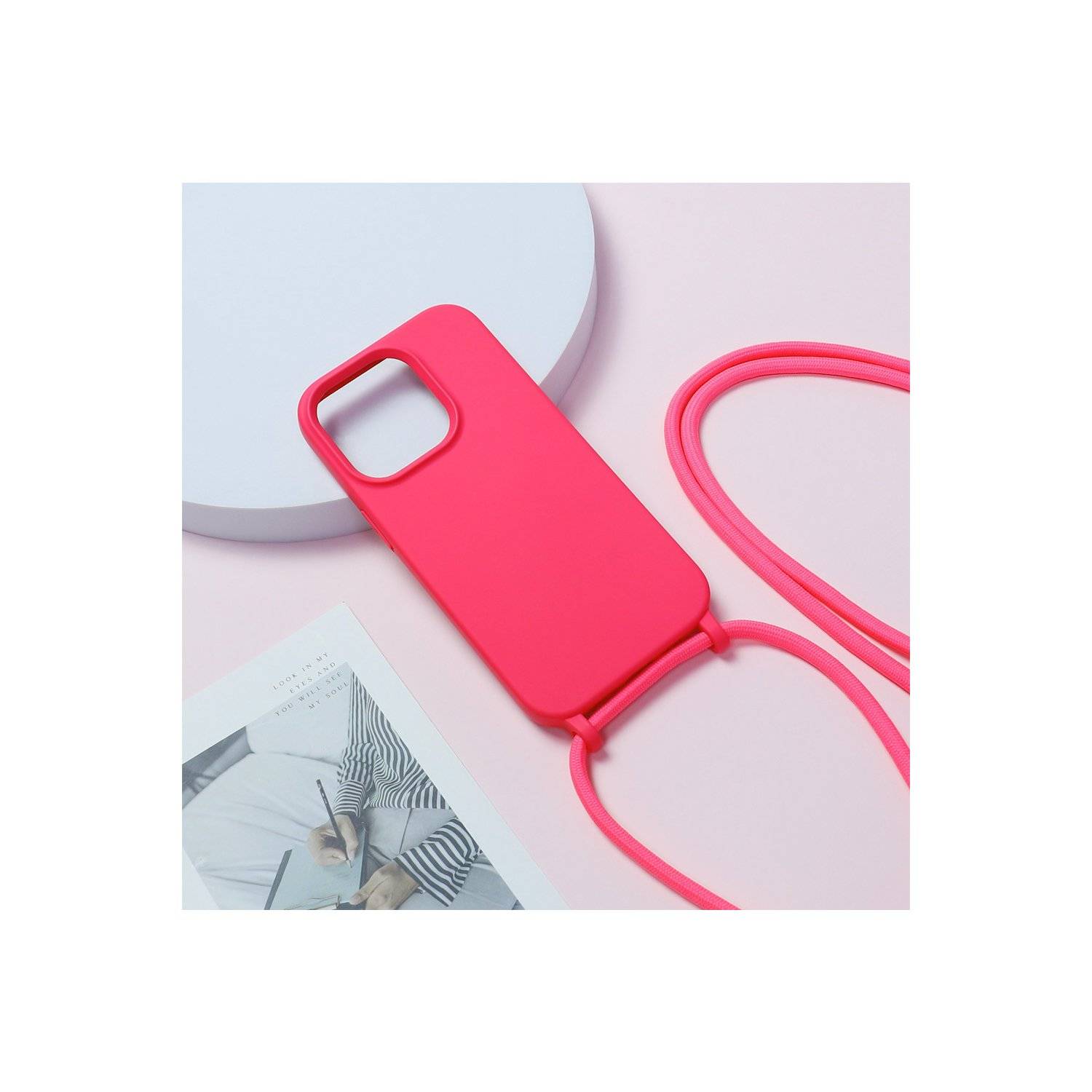 Handy Hülle Umhängehülle kompatibel mit Iphone 15 Design 1 Pink