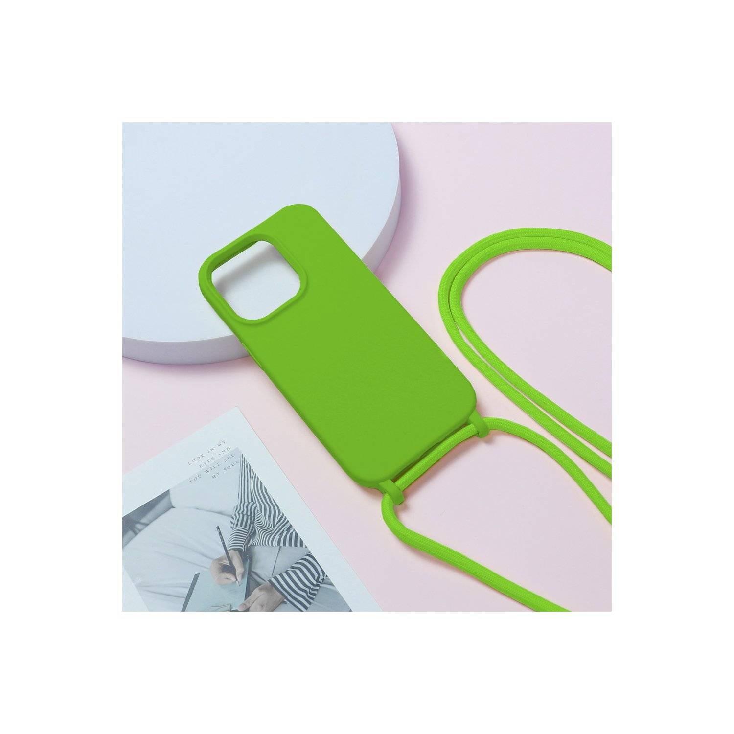 Handy Hülle Umhängehülle kompatibel mit Iphone 15 Pro Max Design 1 Grün