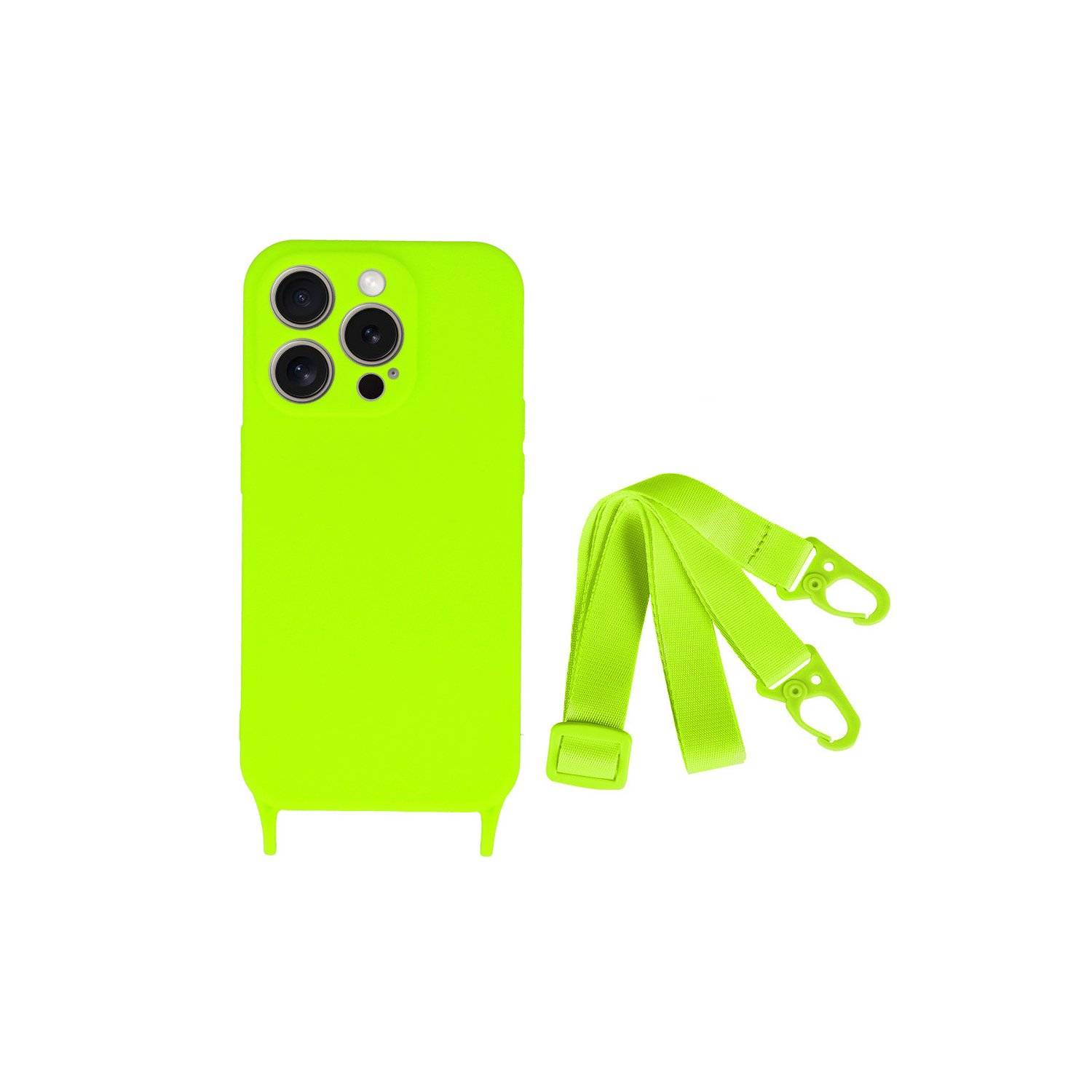 Handy Hülle Umhängehülle kompatibel mit Iphone 15 Design 2 Neongrün (lime)