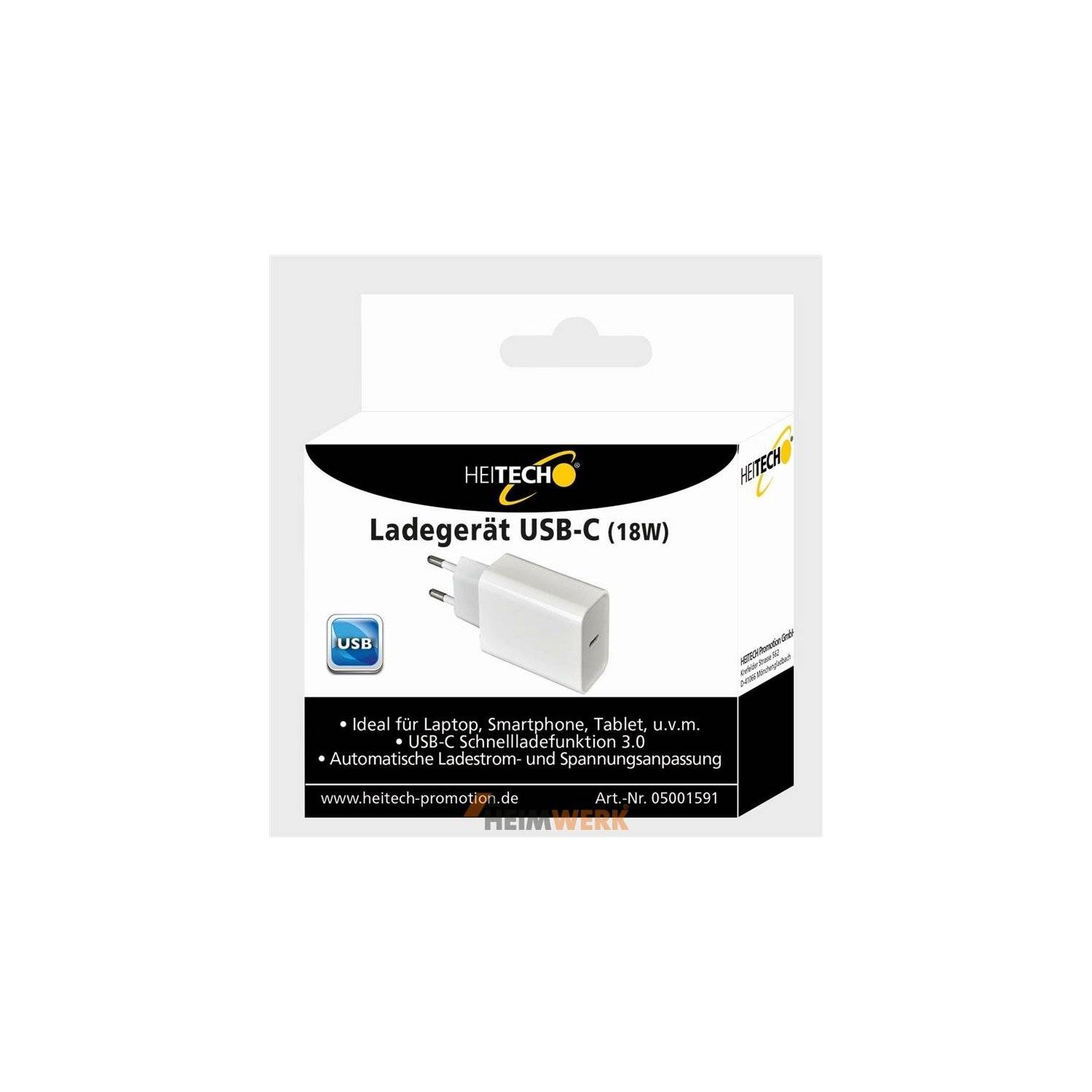 18W Ladegerät USB-C Schnellladefunktion 3.0 Weiß