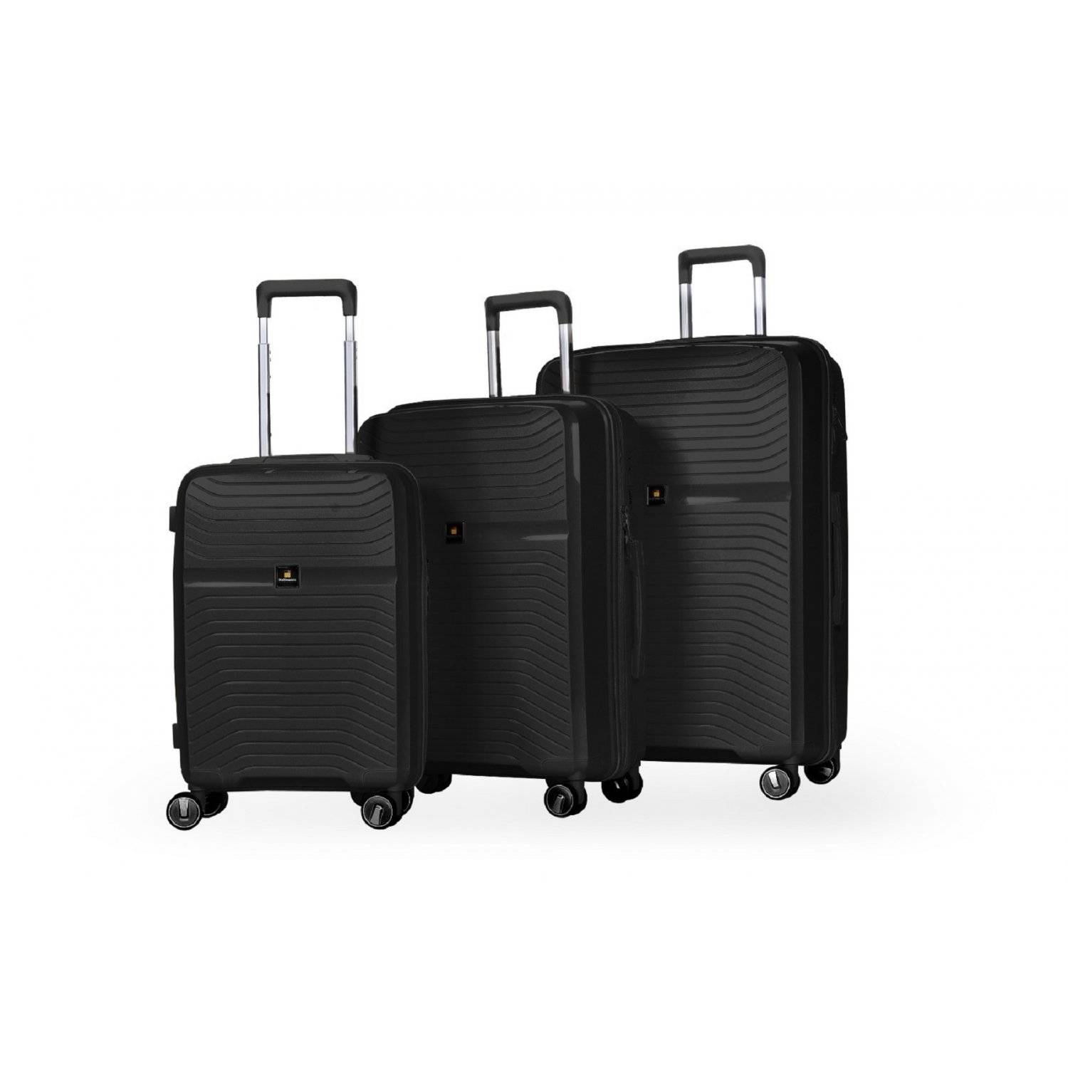 3-tlg. Hartschalenkofferset aus leichtem Kunststoff Koffer mit vier Doppel-Rädern Schwarz