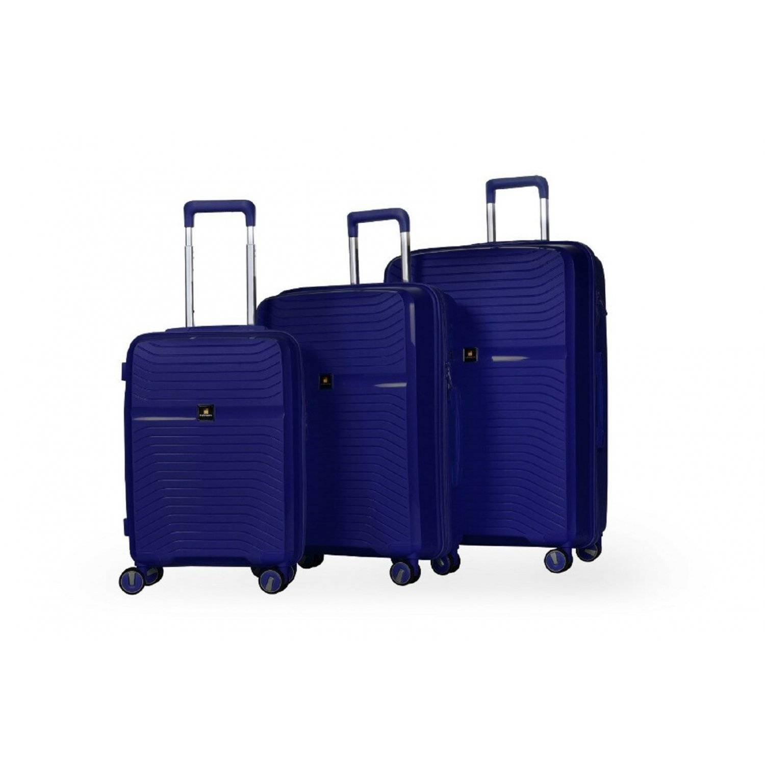 3-tlg. Hartschalenkofferset aus leichtem Kunststoff Koffer mit vier Doppel-Rädern Dunkelblau