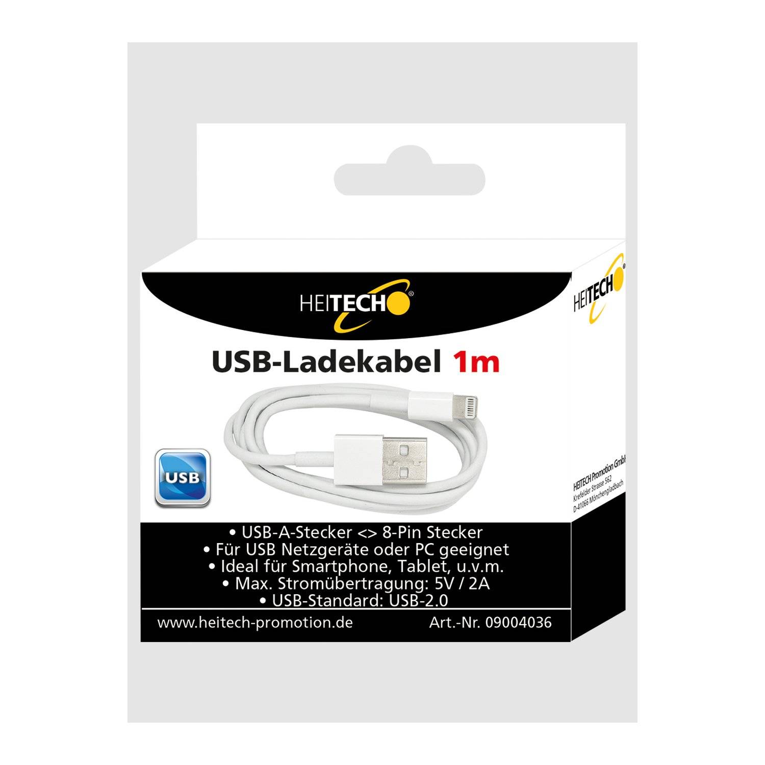 USB Ladekabel kompatibel mit iPhone in weiß