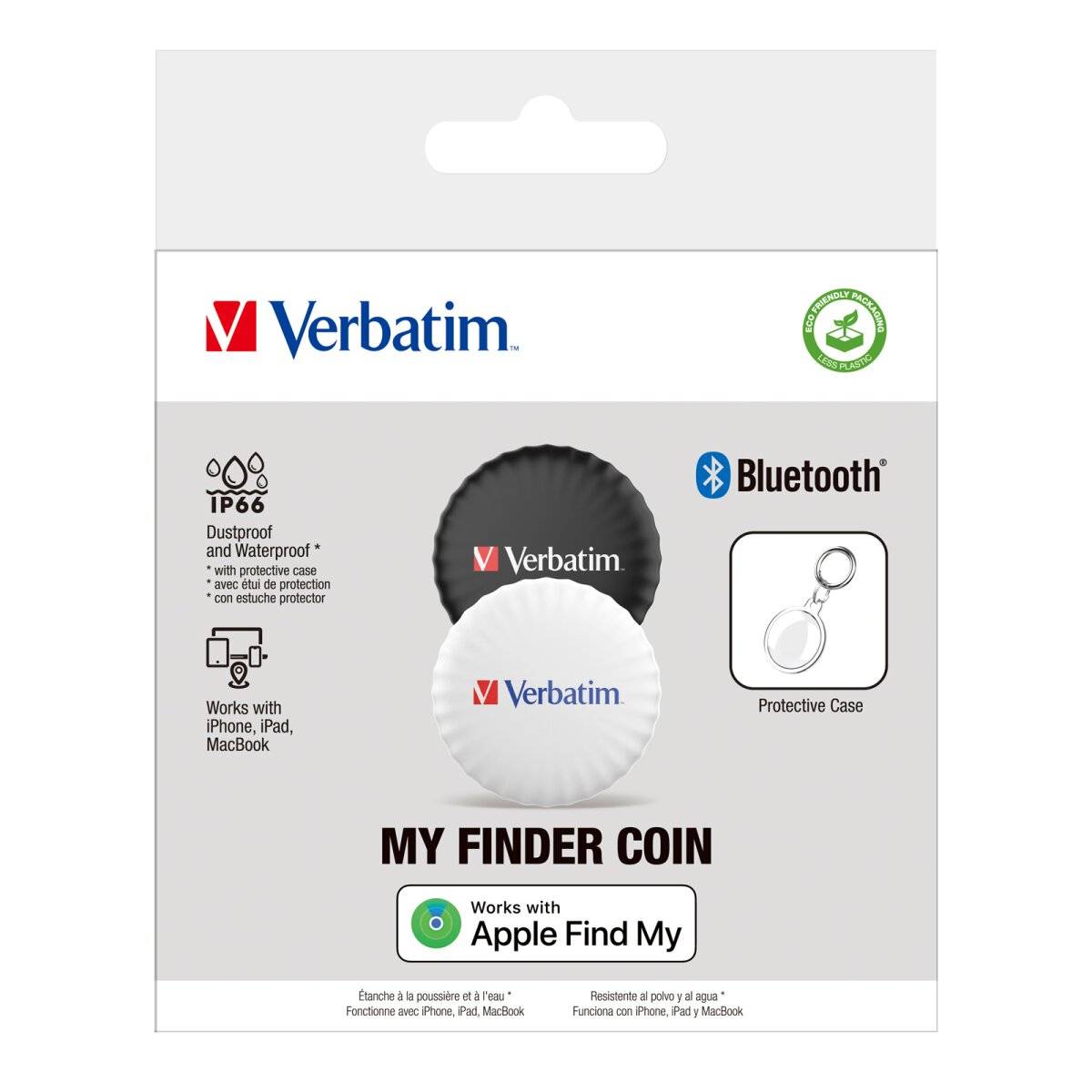 Verbatim Tracker, Bluetooth, My Finder Coin, MYFC-02BW kompatibel mit Find My App, Keyring, Schwarz / Weiß