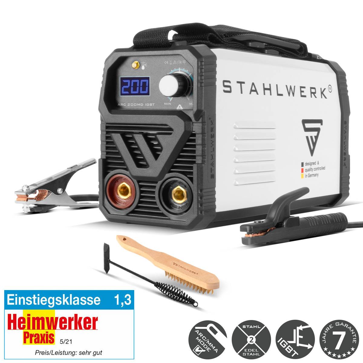 STAHLWERK Schweißgerät ARC 200 MD IGBT MMA E Hand Inverter Single-Board 200 A
