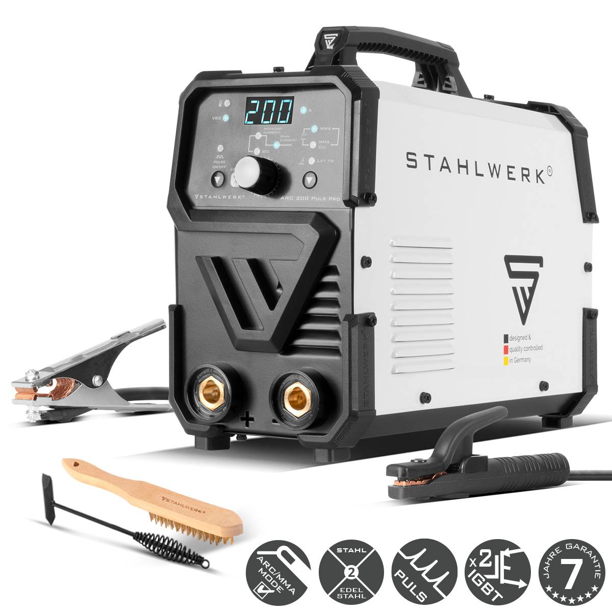 STAHLWERK Schweißgerät ARC 200 Puls Pro MMA E Hand Lift TIG Pulsfunktion 200 A