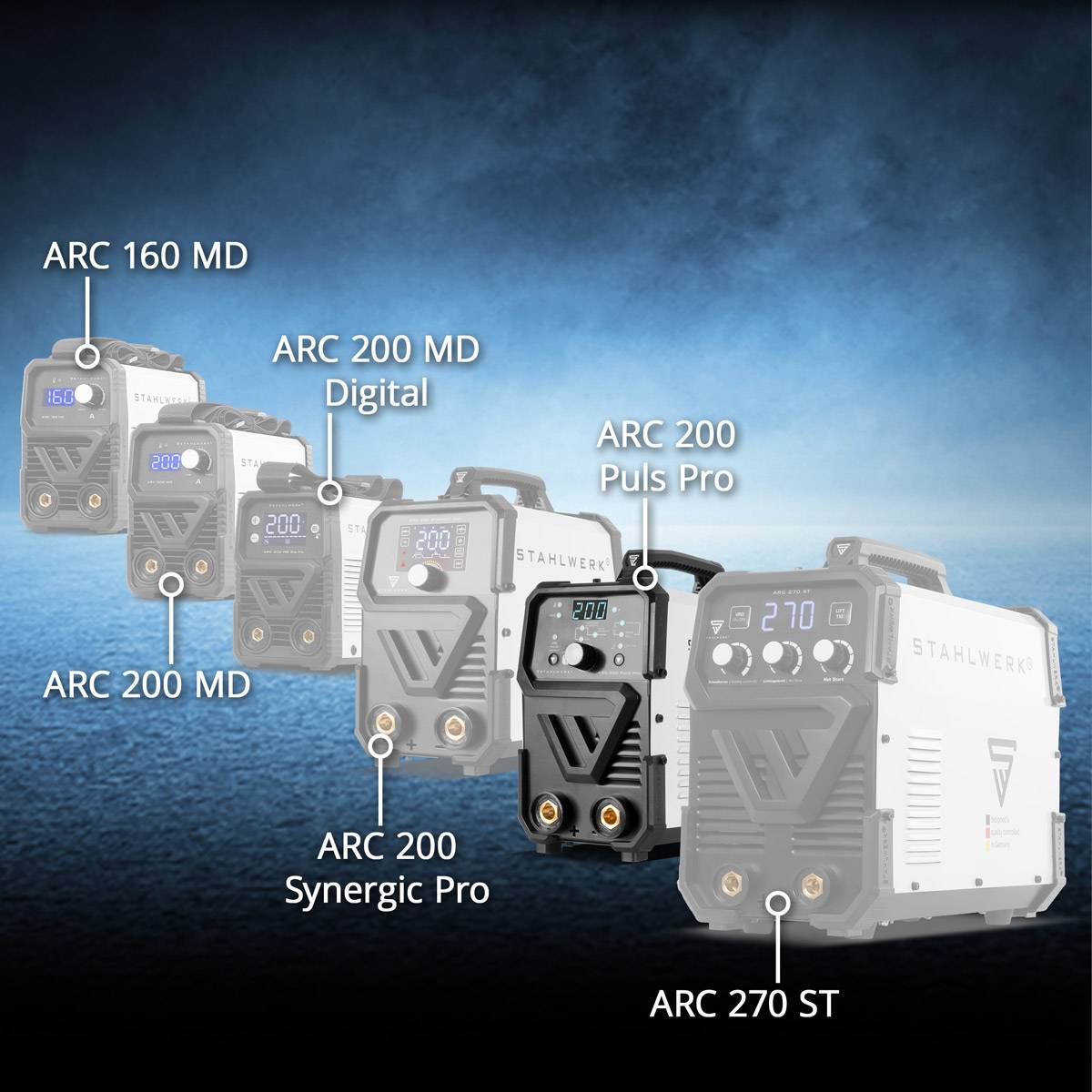 STAHLWERK Schweißgerät ARC 200 Puls Pro MMA E Hand Lift TIG Pulsfunktion 200 A