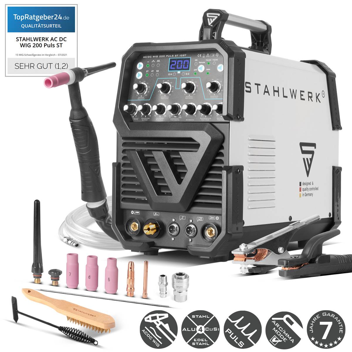 STAHLWERK Schweißgerät AC/DC WIG 200 Puls ST IGBT / 200 A
