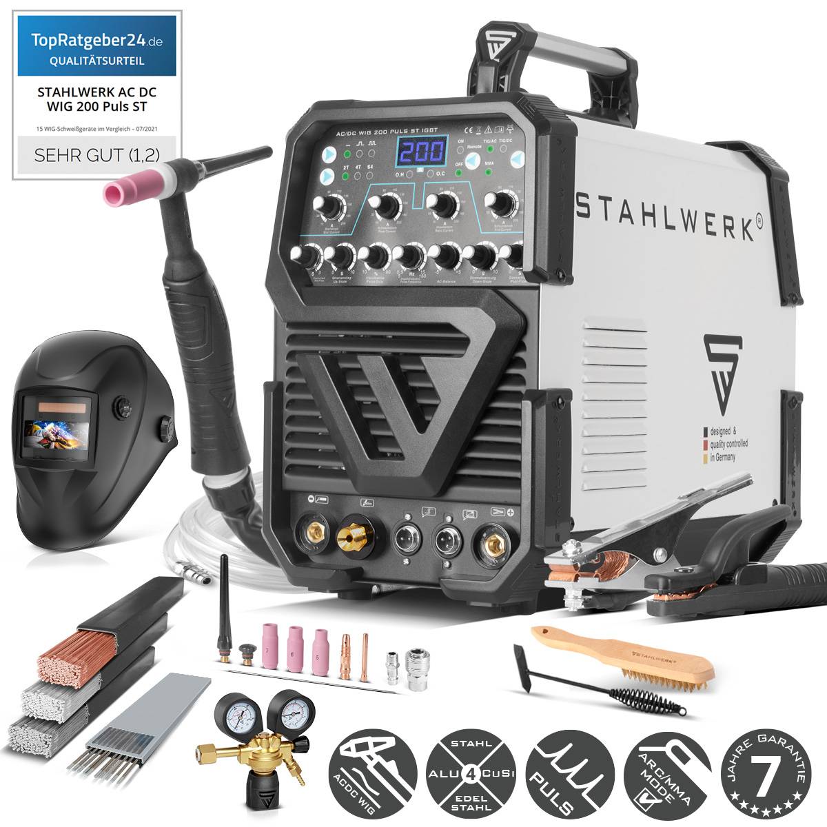 STAHLWERK Schweißgerät AC/DC WIG 200 Puls ST IGBT Vollausstattung