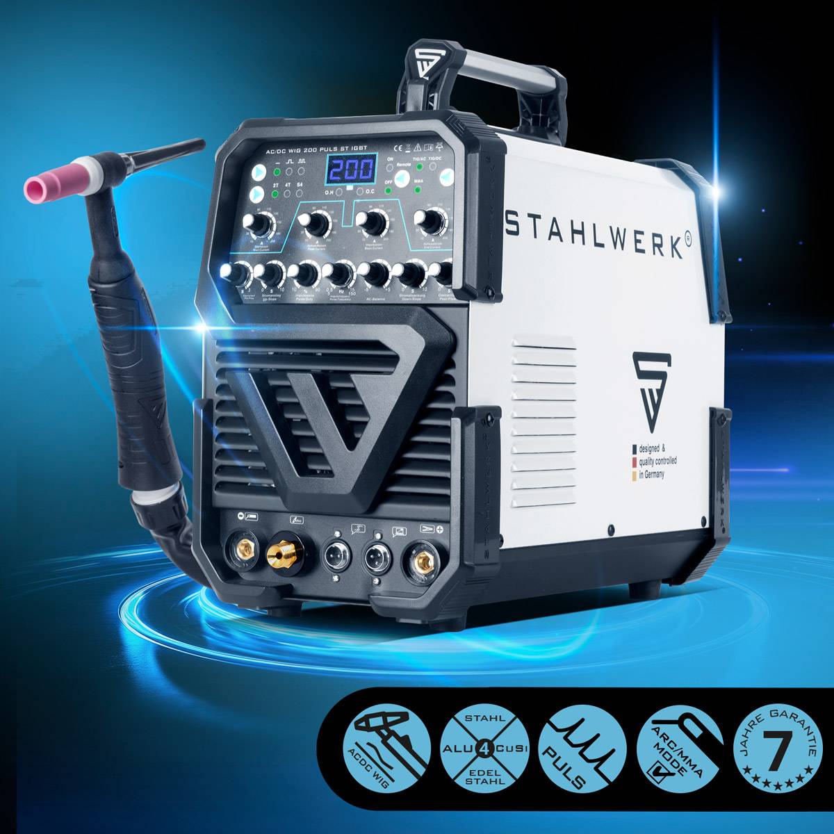 STAHLWERK Schweißgerät AC/DC WIG 200 Puls ST IGBT / 200 A