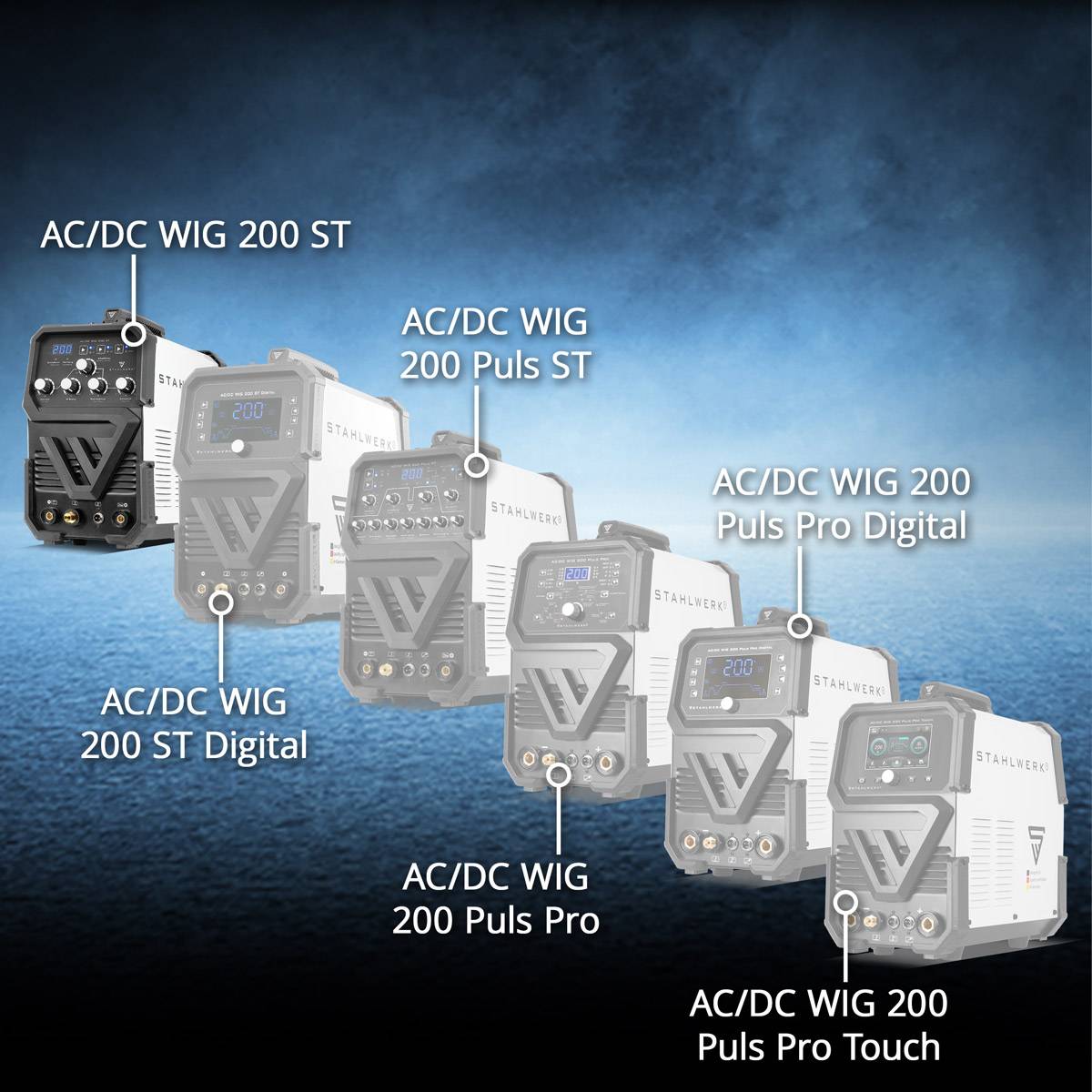 STAHLWERK AC/DC WIG 200 ST Schweißgerät 200 A AC/DC WIG HF E-Hand MMA