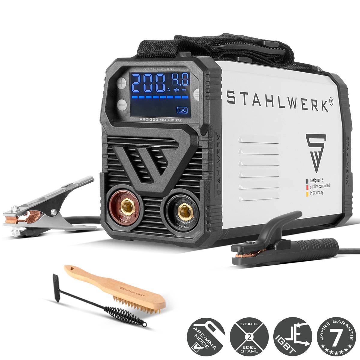 STAHLWERK Schweißgerät ARC 200 MD Digital - DC MMA Lift-TIG Inverter 200 Ampere