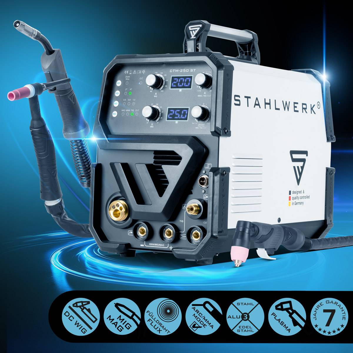STAHLWERK 4 in 1 Kombi-Schweißgerät CTM-250 ST mit 200 A und 50 A Plasma-Funktion