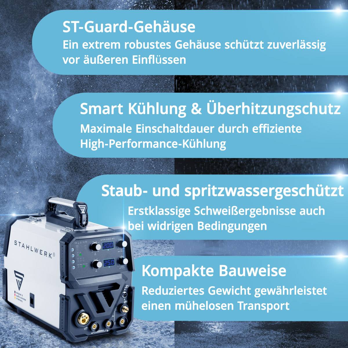 STAHLWERK 4 in 1 Kombi-Schweißgerät CTM-250 ST Vollausstattung