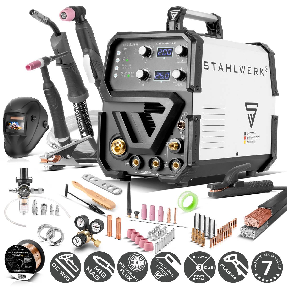 STAHLWERK 4 in 1 Kombi-Schweißgerät CTM-250 ST Vollausstattung