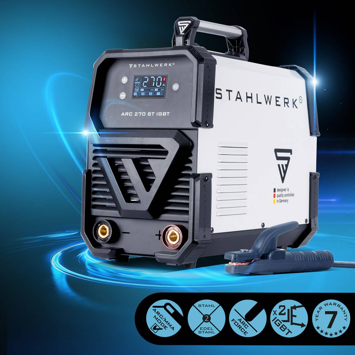 STAHLWERK Schweißgerät ARC 270 ST DC Vollausstattung mit echten 250 Ampere