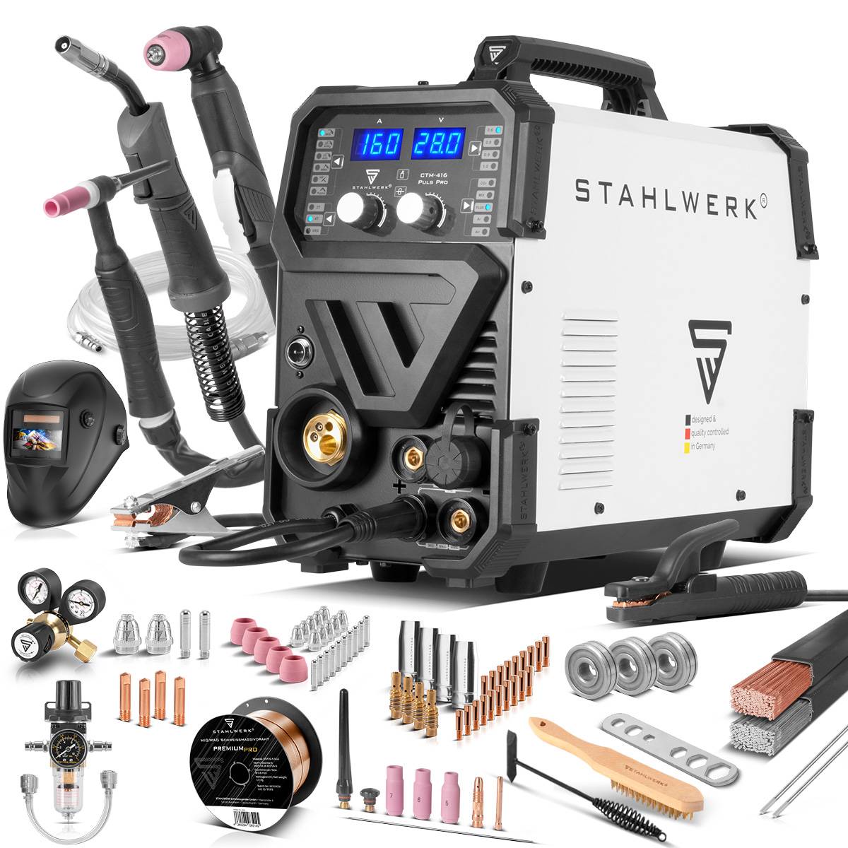 STAHLWERK Kombi Schweißgerät CTM-416 PULS Pro Vollausstattung 6 in 1 160 A