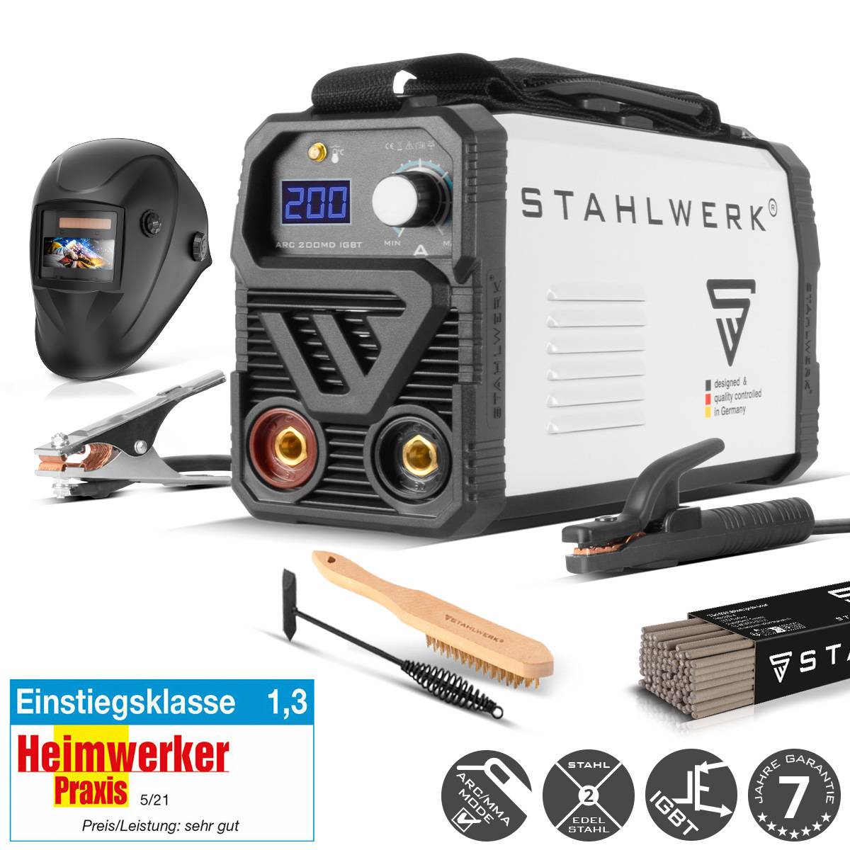 STAHLWERK Schweißgerät ARC 200 MD - DC Vollausstattung