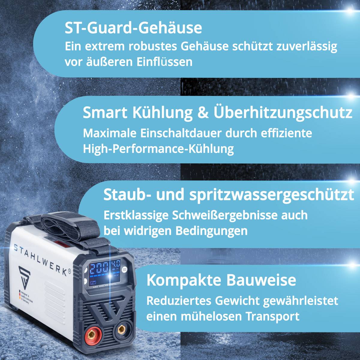 STAHLWERK Schweißgerät ARC 200 MD Digital - DC MMA Lift-TIG Inverter 200 Ampere