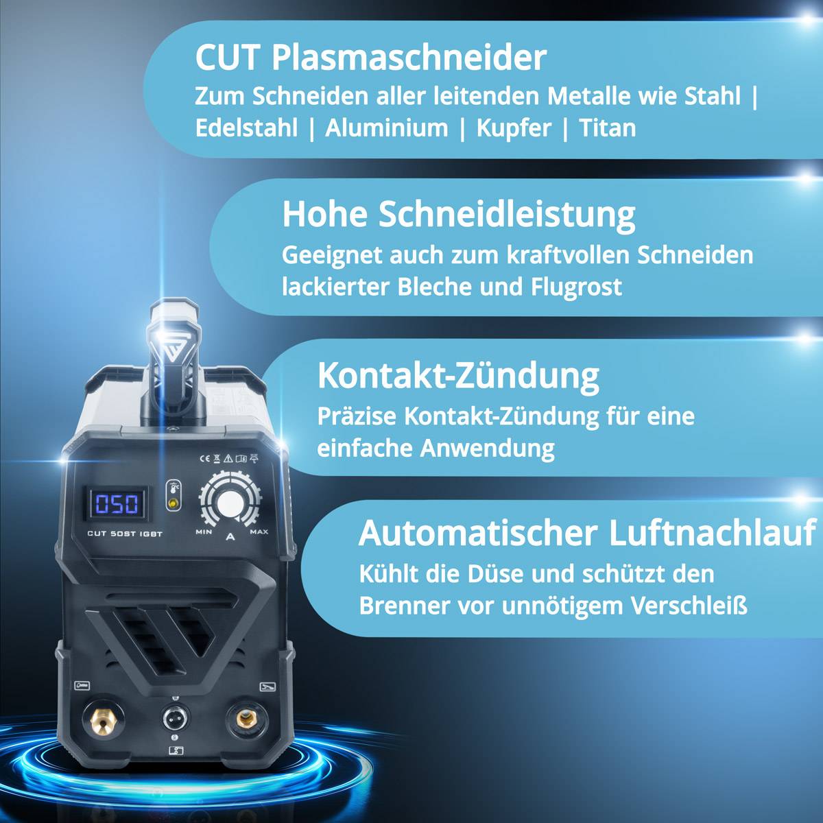 STAHLWERK Plasmaschneider CUT 50 ST IGBT Vollausstattung mit 50 Ampere