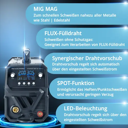 STAHLWERK Schweißgerät MIG MAG 200 ST Digital IGBT Schutzgas mit 200 A STAHLWERK Schweißgerät MIG MAG 200 ST Digital IGBT Schutzgas mit 200 A