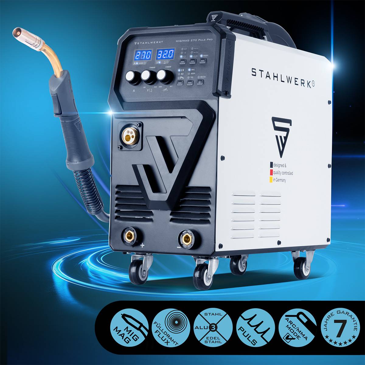 STAHLWERK Schweißgerät MIG 270 Puls Pro 4-in-1 Schweißgerät Pulsfunktion 270 A