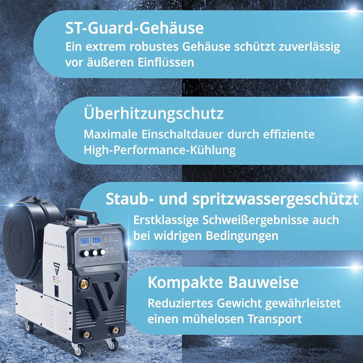 STAHLWERK Schweißgerät MIG 270 Puls Pro 4-in-1 Schweißgerät Pulsfunktion 270 A