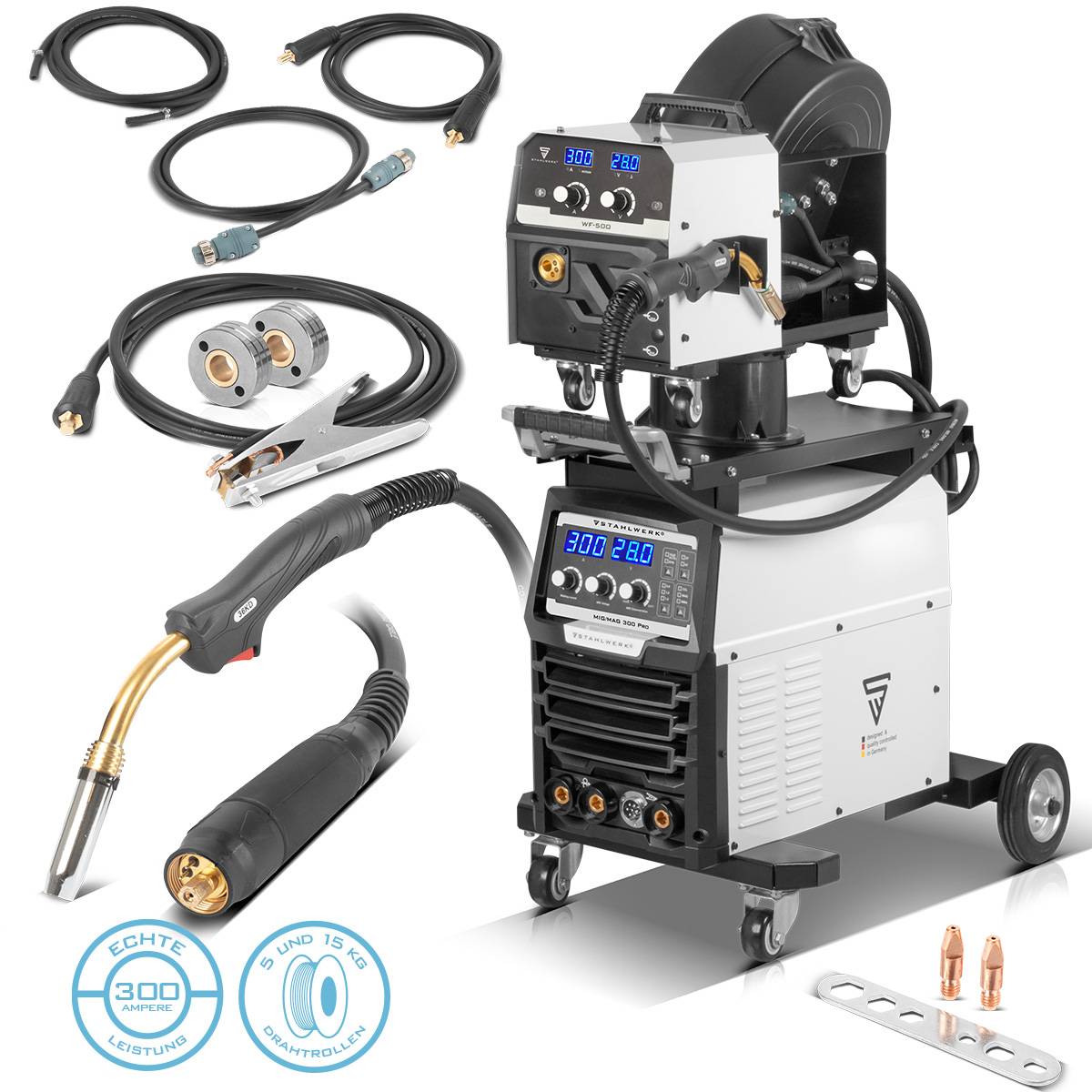 STAHLWERK Schweißgerät MIG MAG 300 Pro Vollsynergischer IGBT Inverter mit 300 A