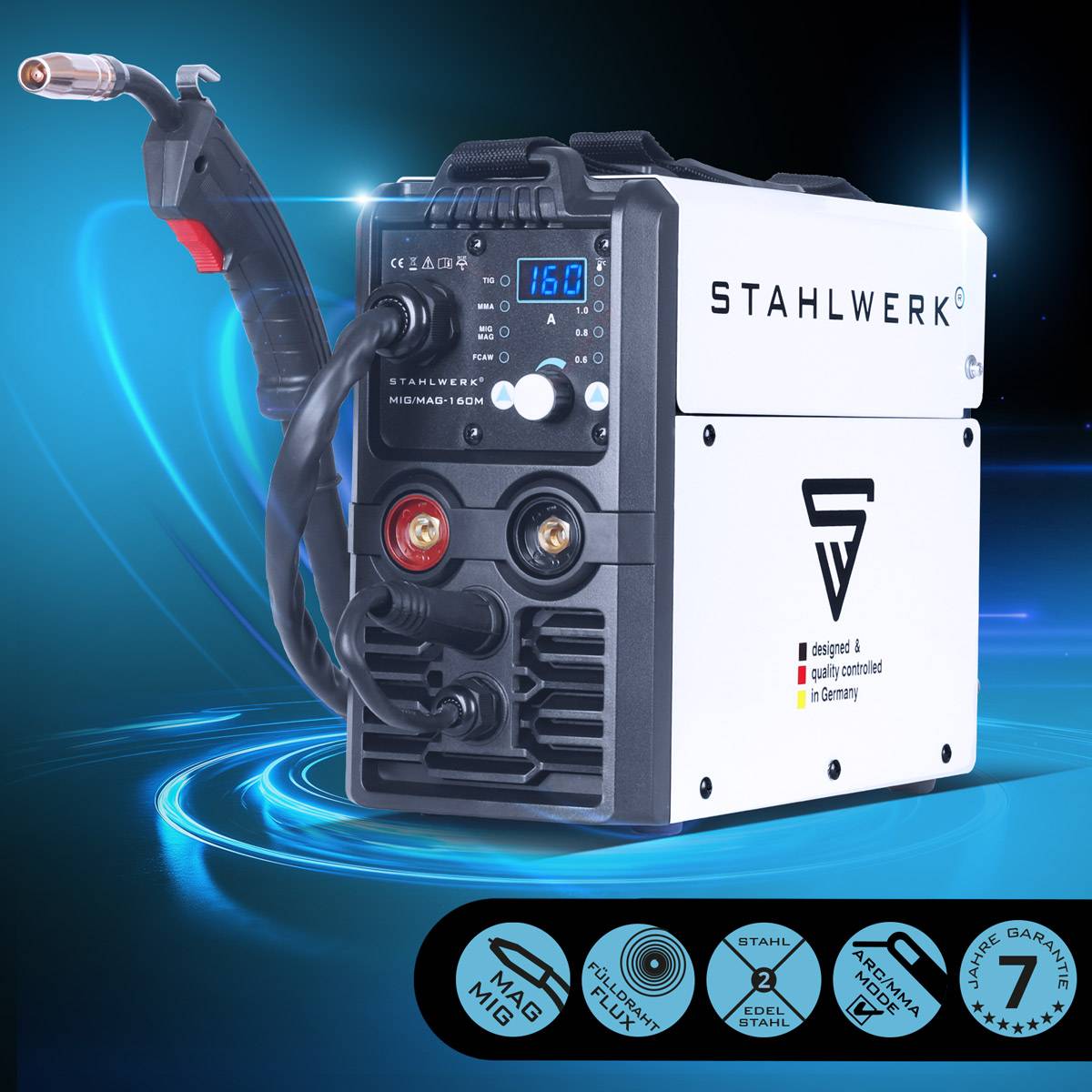 STAHLWERK Schweißgerät MIG MAG 160 M IGBT 5 in 1 Kombigerät mit 160 Ampere