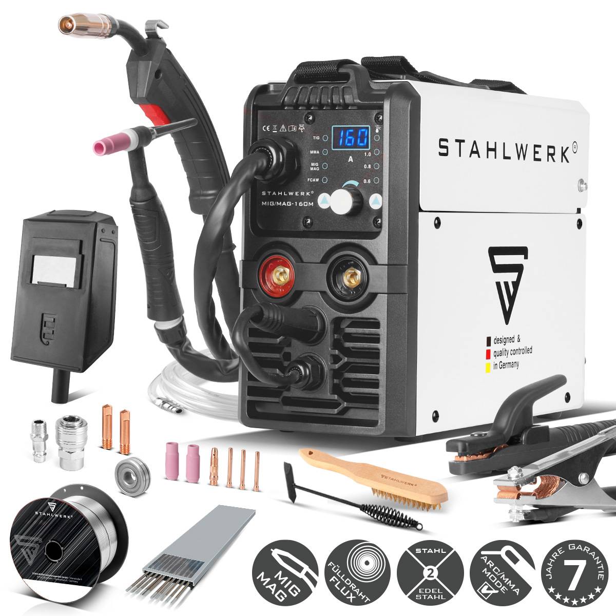 STAHLWERK Schweißgerät MIG MAG 160 M Lift TIG Starter Set mit 160 Ampere