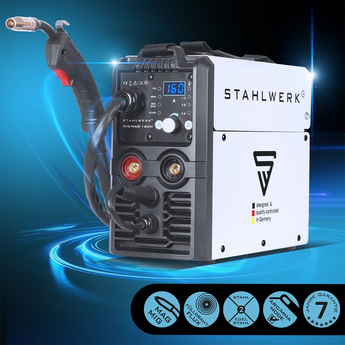 STAHLWERK Schweißgerät MIG MAG 160 M Lift TIG Starter Set mit 160 Ampere