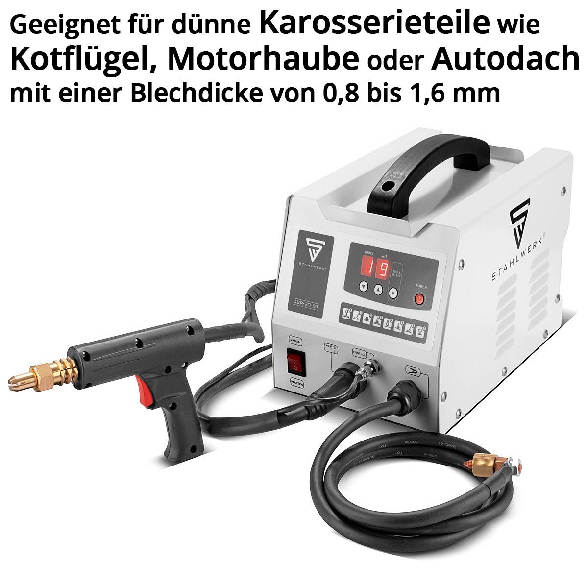 STAHLWERK Ausbeulspotter CBR-90 ST mit 3.000W und 230V Smart Repair Ausbeul-Set