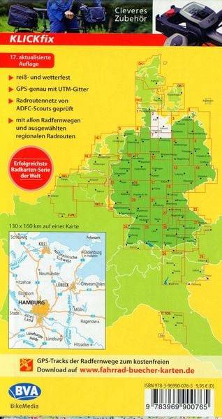 ADFC-Radtourenkarte 2 Holstein Hamburg 1:150.000, reiß- und wetterfest, E-Bike geeignet, GPS-Tracks Download
