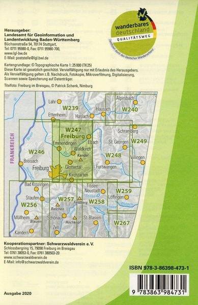Wanderkarte 1:25 000 Freiburg im Breisgau