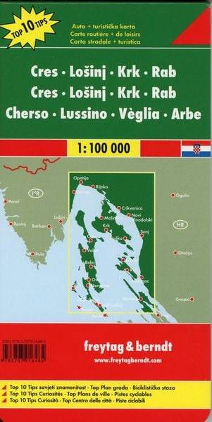 Cres - LoSinj - Krk - Rab, Top 10 Tips, Autokarte 1:100.000
