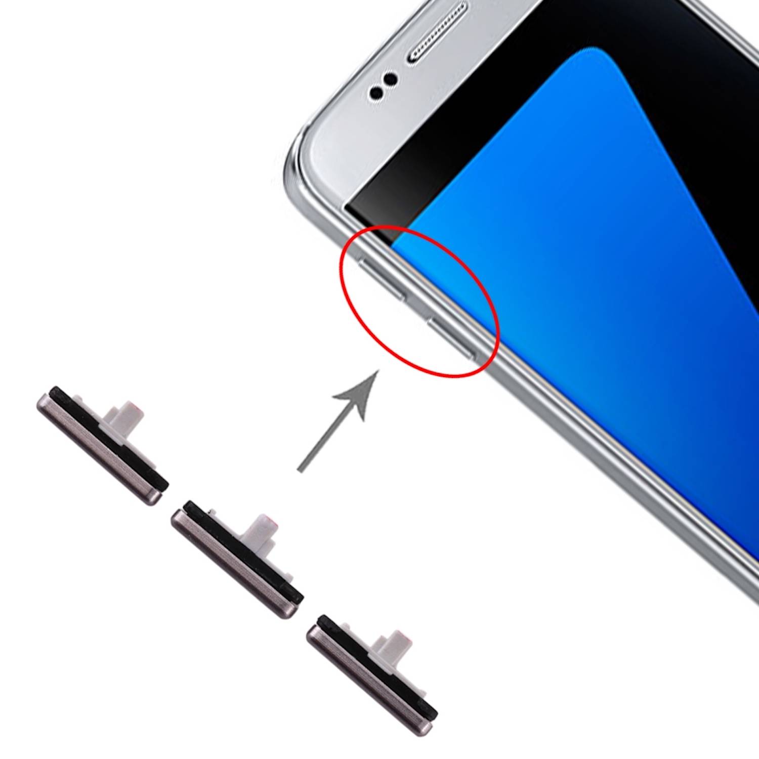 Für Samsung Galaxy S7 Sidekeys Seitentasten Schwarz Ersatzteil Zubehör
