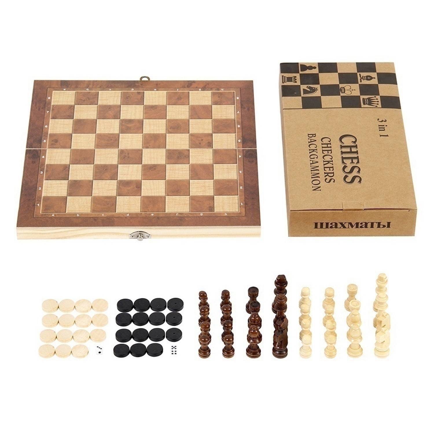 Hochwertiges Holzschachbrett mit Figuren 24x24 cm - Edles Schachspiel