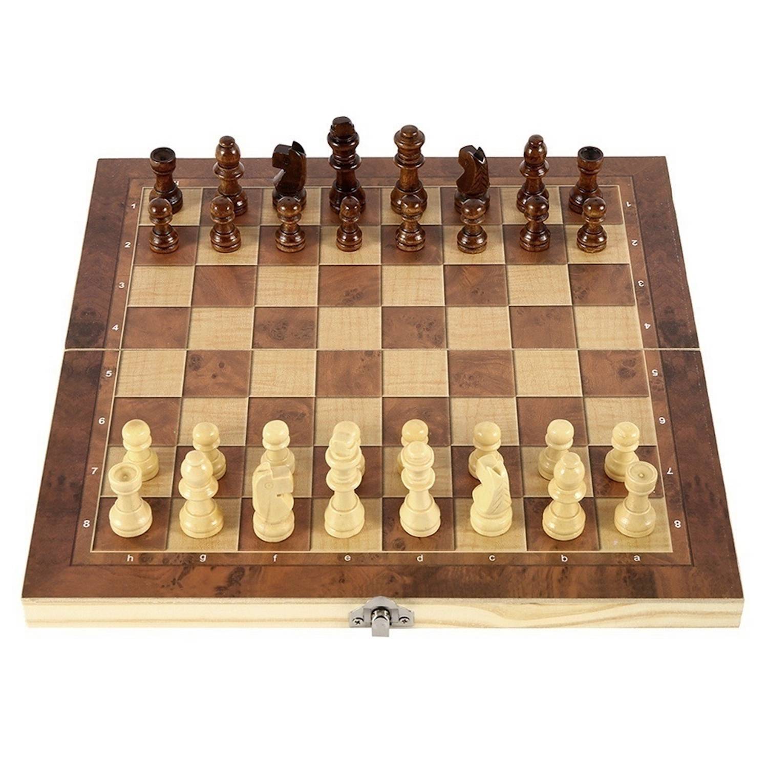 Hochwertiges Holzschachbrett mit Figuren 24x24 cm - Edles Schachspiel
