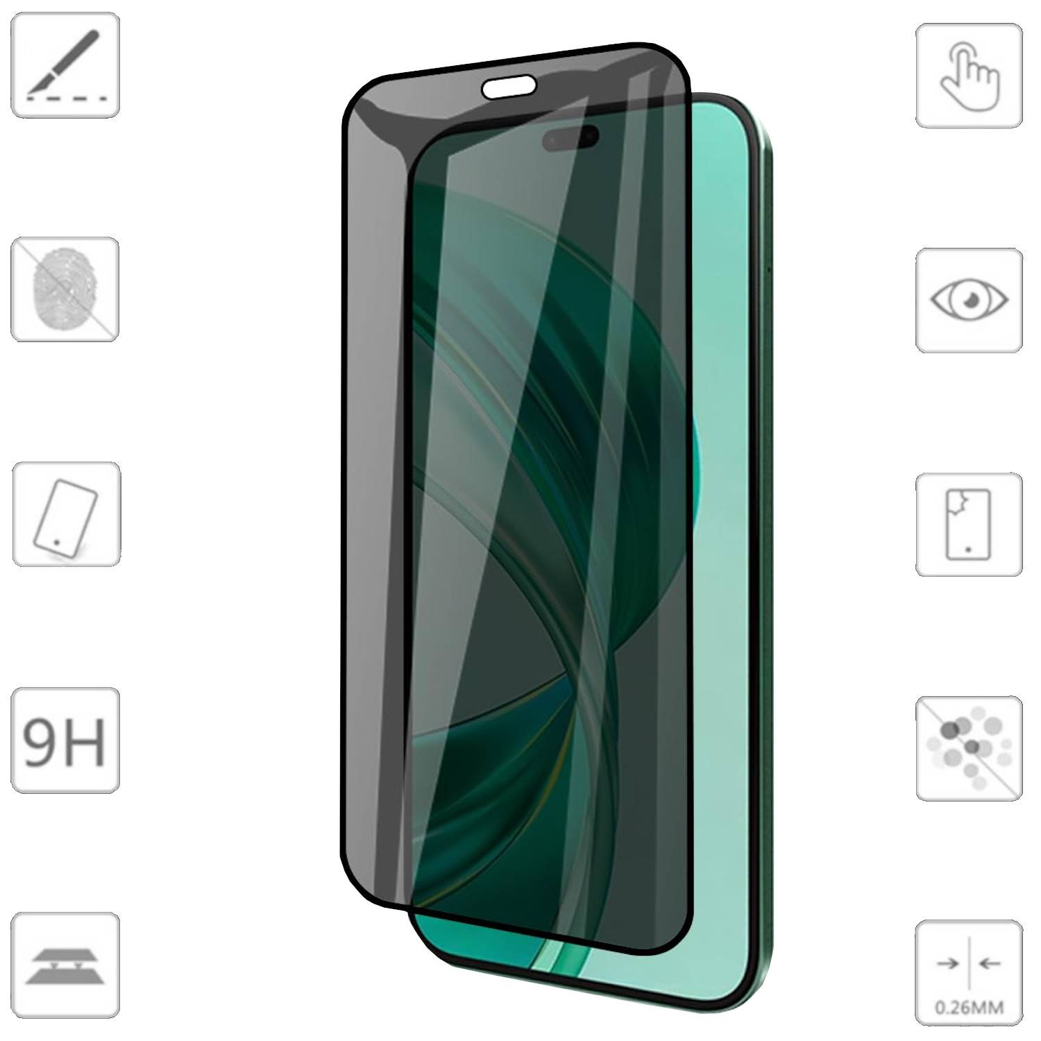Für Honor X8b / 200 Lite 1x 2.5D 0,26mm Privacy H9 Schutz Hart Glas