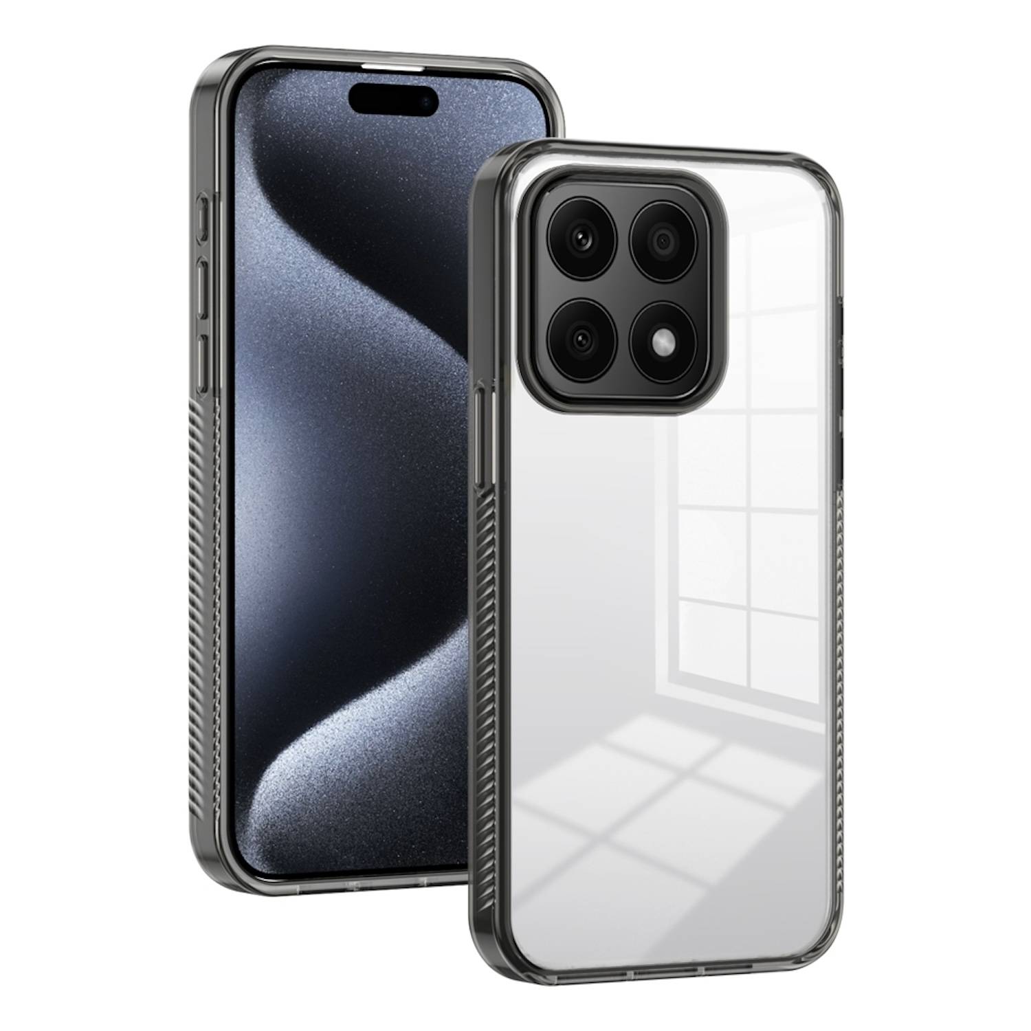 Für Honor X8b TPU / Acryl Hybrid Schutz Handy Hülle Case Cover Schwarz