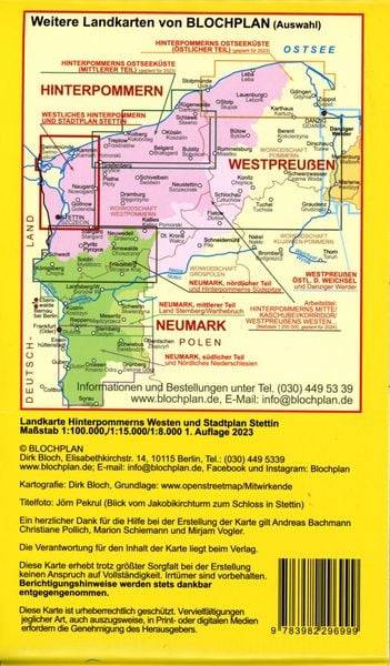 Landkarte Hinterpommerns Westen und Stadtplan Stettin