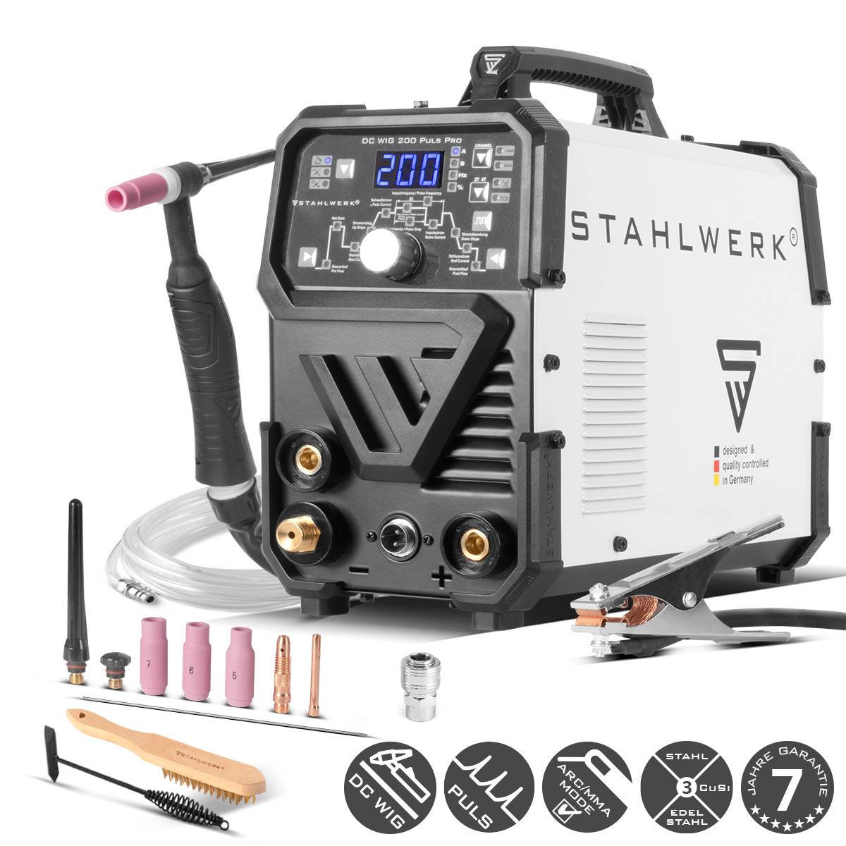 STAHLWERK Kombi-Schweißgerät DC WIG 200 Puls Pro 2 in 1
