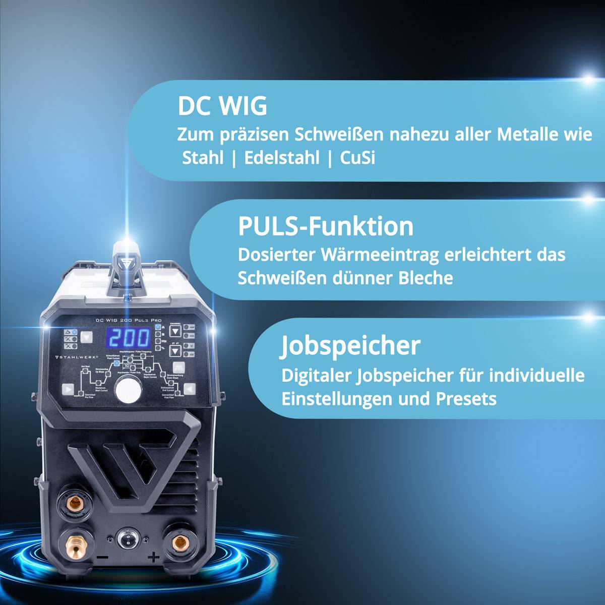 STAHLWERK Kombi-Schweißgerät DC WIG 200 Puls Pro 2 in 1