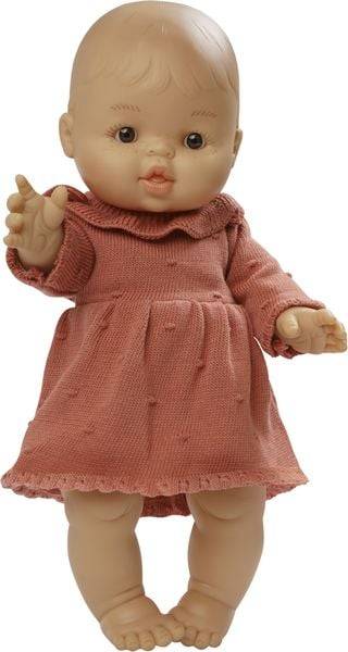Heless - Puppen-Strickkleid aus 100 % Bio-Baumwolle, pfirsich, Gr. 35-45 cm