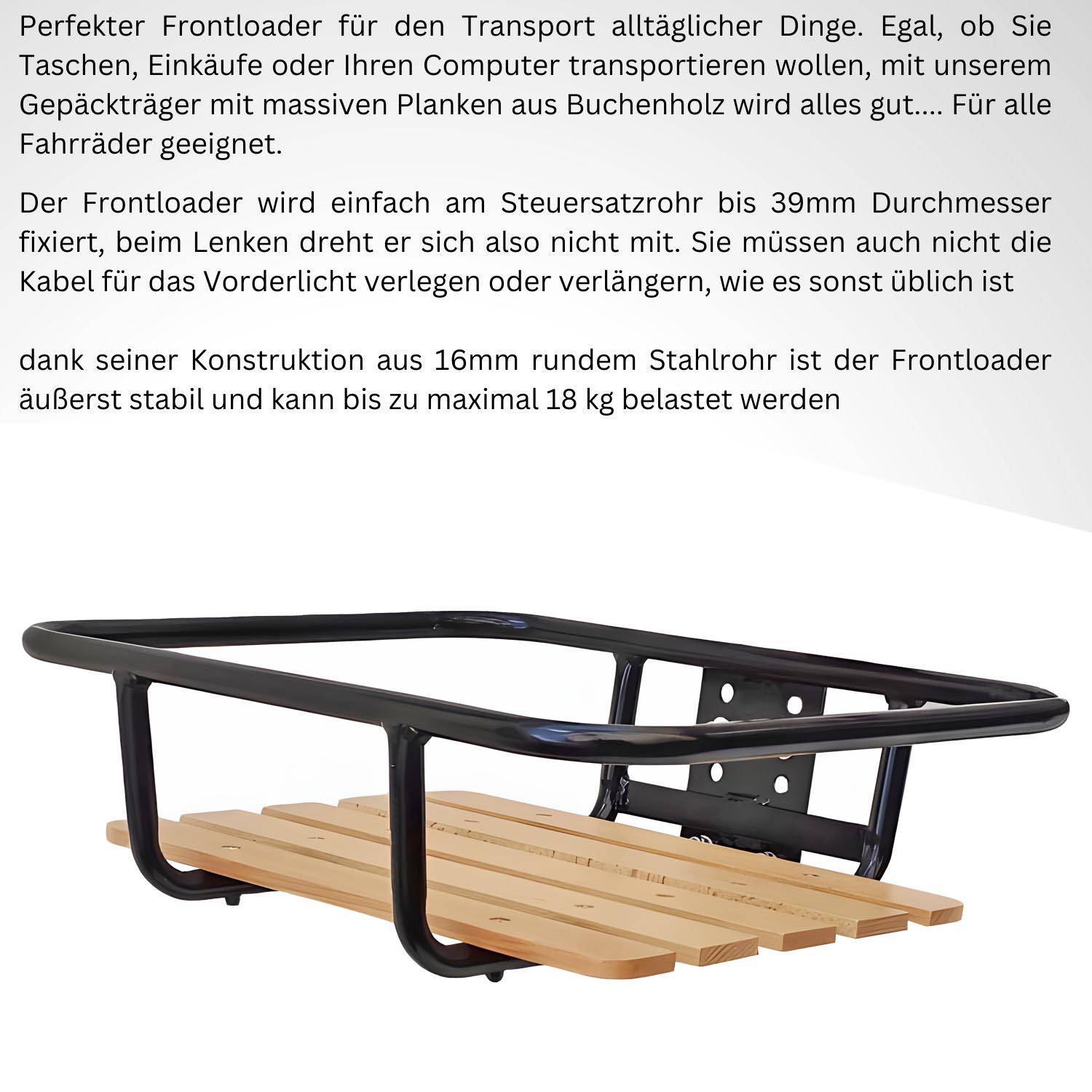 Frontgepäckträger Fahrrad + Fahrradkorb | Fahrrad Gepäckträger vorne | Gepäckträger Vorderrad | Fahrrad Gepäckhalter | Front Loader | Red Loon