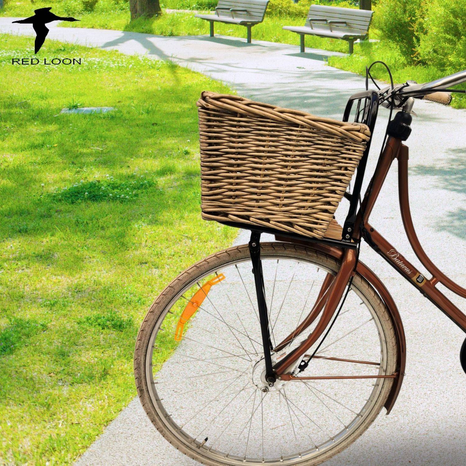 Frontgepäckträger Fahrrad + Fahrradkorb | Fahrrad Gepäckträger vorne | Gepäckträger Vorderrad | Fahrrad Gepäckhalter für Hollandrad | Front Lo